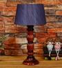 Rocky Grey Fabric Shade Night Lamp With Wood Base