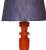 Syra Grey Fabric Shade Night Lamp With Wood Base