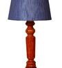 Hubble Grey Fabric Shade Night Lamp With Wood Base