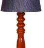 Kardish Grey Fabric Shade Night Lamp With Wood Base