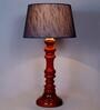 Bow Grey Fabric Shade Night Lamp With Wood Base