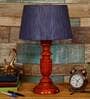 Syra Grey Fabric Shade Night Lamp With Wood Base