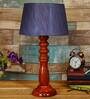 Kardish Grey Fabric Shade Night Lamp With Wood Base