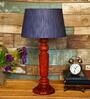 Hubble Grey Fabric Shade Night Lamp With Wood Base