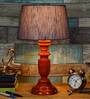 Syra Grey Fabric Shade Night Lamp With Wood Base