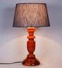 Syra Grey Fabric Shade Night Lamp With Wood Base