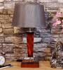 Paola Grey Fabric Shade Night Lamp With Wood Base