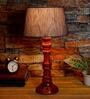 Bow Grey Fabric Shade Night Lamp With Wood Base