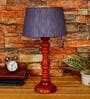 Bow Grey Fabric Shade Night Lamp With Wood Base
