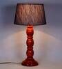 Lyon Grey Fabric Shade Night Lamp With Wood Base