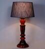 Crisanto Grey Fabric Shade Night Lamp With Wood Base