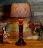 Crisanto Grey Fabric Shade Night Lamp With Wood Base
