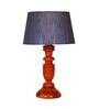 Syra Grey Fabric Shade Night Lamp With Wood Base