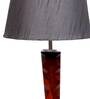 Paola Grey Fabric Shade Night Lamp With Wood Base