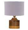 Grey Shade Table Lamp With Wood Base