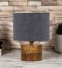 Grey Shade Table Lamp With Wood Base