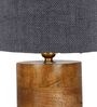 Grey Shade Table Lamp With Wood Base
