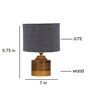 Grey Shade Table Lamp With Wood Base