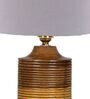 Grey Shade Table Lamp With Wood Base