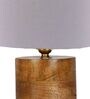 Grey Shade Table Lamp With Wood Base