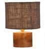 Grey Shade Table Lamp With Wood Base