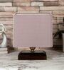 Grey Shade Table Lamp With Wood Base