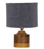 Grey Shade Table Lamp With Wood Base