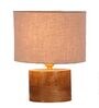 Grey Shade Table Lamp With Wood Base