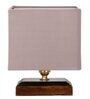 Grey Shade Table Lamp With Wood Base