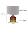 Grey Shade Table Lamp With Wood Base