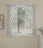 Grey Polyester Traditional 5ft Sheer Eyelet 1 Pc Window Curtain