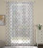 Grey Traditional Polyester 7 Ft Sheer Eyelet Door Curtains (Set of 2)
