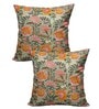Grey Silk blend Chanderi Textured Floral 16x16 inches Cushion Covers (Set of 2)