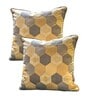 Grey Silk blend Honeycomb Brocade 16x16 inches Cushion Covers (Set of 2)