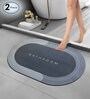 Grey Slogan Rubber 24x16 Inches AntiSkid Bath Mats (Pack of 2)