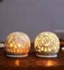 Grey Soapstone (Set of 2) Table Tealight Holder With Candles