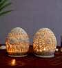 Grey Soapstone (Set of 2) Table Tealight Holder With Candles