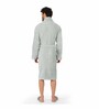 Grey Solid 100% Cotton Men Bathrobe With Slippers (XL)