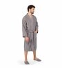 Grey Solid 100% Cotton Unisex Bathrobe With Slippers (XL)