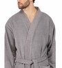 Grey Solid 100% Cotton Unisex Bathrobe With Slippers (XL)