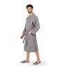 Grey Solid 100% Cotton Unisex Bathrobe With Slippers (XL)