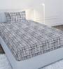 Grey Geometric 120 TC Cotton Single Bedsheet with 1 Pillow Cover