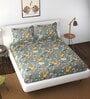 Grey Astract 144 TC Polyester King Bedsheet With 2 Pillow Covers