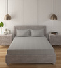 Grey Solid 210 TC 100% Cotton King Sized Fitted Bed Sheets with 2 Pillow Covers