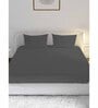 Grey Solid 210 TC Cotton Queen Sized Double Bedsheet with 2 Pillow Covers Satin Stripe 2024 Collection