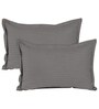 Grey Solid 210 TC Cotton Queen Sized Double Bedsheet with 2 Pillow Covers Satin Stripe 2024 Collection