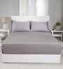 Grey Solid 300 TC Cotton King Size Bed Sheet with 2 Pillow Covers 24 Collection