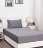 Grey Solid 300 TC Cotton Single Bed Sized Bed Sheets With 1 Pillow Cover