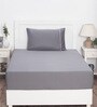 Grey Solid 300 TC Cotton Single Bed Sized Bed Sheets With 1 Pillow Cover
