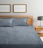 Grey Solid 300 TC Wool  Double Bedsheet with 2 Pillow covers